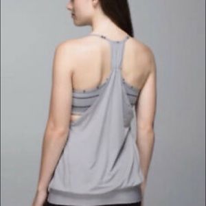 Lululemon No Limit Grey and Grey/Black Stripe Racerback Tank Top Women Sz Small